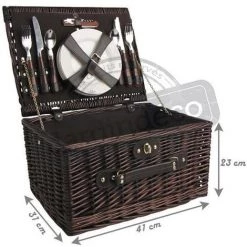 AUBRY GASPARD Panier à Pique-nique 4 Couverts En Osier Teinté Marron - Marron -Petit rangement Soldes Magasin 3935515 3
