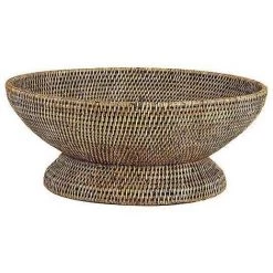 AUBRY GASPARD Corbeille Sur Pied En Rotin Antique Diamètre 45cm Marron - Marron