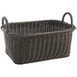 AUBRY GASPARD Corbeille De Rangement Avec Anses En Rotin Synthétique Noir - Noir