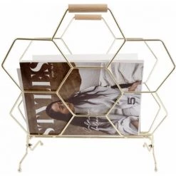 PRESENT TIME Porte-revues Nid D'Abeille - 40 X 33 X 45 - Or -Petit rangement Soldes Magasin 39572554 3