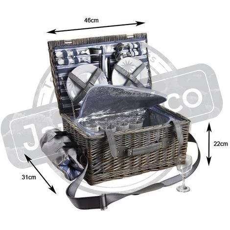 AUBRY GASPARD Panier Pique-nique Osier Gris Avec Compartiment Isotherme Blanc - Gris 4 AUBRY GASPARD Panier Pique-nique Osier Gris Avec Compartiment Isotherme Blanc - Gris – Image 2