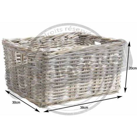 AUBRY GASPARD Corbeille De Rangement En Poelet Patiné Longueur 38cm Blanc - Patiné Blanc 4 AUBRY GASPARD Corbeille De Rangement En Poelet Patiné Longueur 38cm Blanc - Patiné Blanc – Image 2