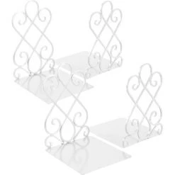 ECHOO Serre-livres, Serre-livres Pour étagères Serre-livres En Métal Support De Livre Décoratif Robuste Antidérapant Pour Cadeau D'organisateur De Bibliothèque Scolaire De Bureau, 7 X 6,1 X 8,6 Pouces Brun (2 Paires)