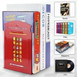 ECHOO Serre-livres, Serre-livres Pour étagères Serre-livres En Métal Robuste Pour Livres, DVD, Vidéo 7,8 X 5,5 X 3,9 Pouces Cabine Téléphonique Bleu (2 Paires/4 Pièces, Rouge) -Petit rangement Soldes Magasin 39712050 4