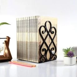 ECHOO Serre-livres, Serre-livres Pour étagères Serre-livres En Métal Support De Livre Décoratif Robuste Antidérapant Pour Cadeau D'organisateur De Bibliothèque Scolaire De Bureau, 7 X 6,1 X 8,6 Pouces Brun (2 Paires) -Petit rangement Soldes Magasin 39712051 5