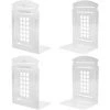 ECHOO Serre-livres, Serre-livres Pour étagères Serre-livres En Métal Robuste Pour Livres, DVD, Vidéo 7,8 X 5,5 X 3,9 Pouces Cabine Téléphonique Bleu (2 Paires/4 Pièces, Blanc)