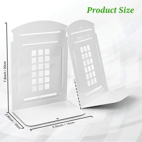 ECHOO Serre-livres, Serre-livres Pour étagères Serre-livres En Métal Robuste Pour Livres, DVD, Vidéo 7,8 X 5,5 X 3,9 Pouces Cabine Téléphonique Bleu (2 Paires/4 Pièces, Blanc) 4 ECHOO Serre-livres, Serre-livres Pour étagères Serre-livres En Métal Robuste Pour Livres, DVD, Vidéo 7,8 X 5,5 X 3,9 Pouces Cabine Téléphonique Bleu (2 Paires/4 Pièces, Blanc) – Image 2