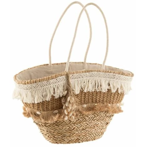 Paris Prix - Panier De Plage Rotin "coquillages" 48cm Naturel 3 Paris Prix - Panier De Plage Rotin "coquillages" 48cm Naturel