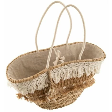 Paris Prix - Panier De Plage Rotin "coquillages" 48cm Naturel 4 Paris Prix - Panier De Plage Rotin "coquillages" 48cm Naturel – Image 2