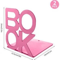 ASUPERMALL Bookends Metalliques Livre Decoratif Antiderapant Support Support 4.9 X 5,1 X 5,5 Pouces Titulaire De La Tablette D'Etagere De Livres De Livres D'Attelage Organisateur De Bureau Pour Accessoires De Papeterie A La Maison Shcool Office 1 Paire, Rose -Petit rangement Soldes Magasin 39860976 4