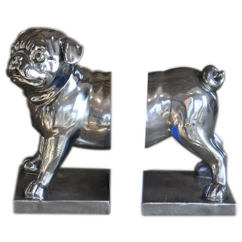 COTE TABLE Serre Livres Chien Chromé 22x13x20cm - Chrome 4 COTE TABLE Serre Livres Chien Chromé 22x13x20cm - Chrome – Image 2