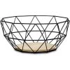 ABCRITAL Corbeille À Fruits En Métal Noir Avec Base En Bois -Petit rangement Soldes Magasin 40001780 1
