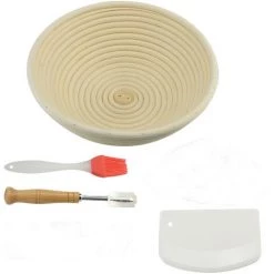 ABCRITAL Paniers De Levage, Paniers De Levage Avec Insert En Lin, Paniers De Levage Ronds, Bol À Pain, Panier De Levage En Forme De Pain Rond, Grattoir À Pâte, Moule À Pain, Panier De Levage En Forme De Pain Rond