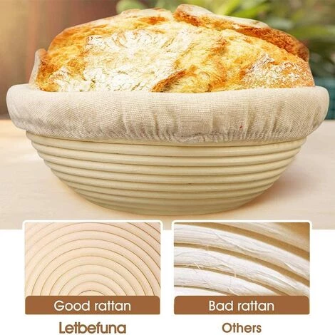 ABCRITAL Paniers De Levage, Paniers De Levage Avec Insert En Lin, Paniers De Levage Ronds, Bol À Pain, Panier De Levage En Forme De Pain Rond, Grattoir À Pâte, Moule À Pain, Panier De Levage En Forme De Pain Rond 4 ABCRITAL Paniers De Levage, Paniers De Levage Avec Insert En Lin, Paniers De Levage Ronds, Bol À Pain, Panier De Levage En Forme De Pain Rond, Grattoir À Pâte, Moule À Pain, Panier De Levage En Forme De Pain Rond – Image 2