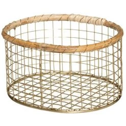 Atmosphera - Lot De 3 Caisses Cagettes En Métal Et Rotin - Doré -Petit rangement Soldes Magasin 40330016 4