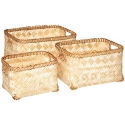 Atmosphera - Lot De 3 Caisses Cagettes En Bambou - Beige