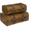 Atmosphera - Lot De 2 Coffres De Rangement Cantines Rétro En Bois - Marron -Petit rangement Soldes Magasin 40330062 1