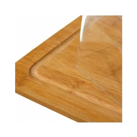 WADIGA Petit Plateau Fromage Bambou Rectangulaire Et Cloche Acrylique - Bois 5 WADIGA Petit Plateau Fromage Bambou Rectangulaire Et Cloche Acrylique - Bois – Image 3