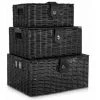 AXHUP Lot De 3 Panier De Rangement En Rotin Avec Couvercle Boîte De Rangement Noir Pour Chambre Salon 1 AXHUP Lot De 3 Panier De Rangement En Rotin Avec Couvercle Boîte De Rangement Noir Pour Chambre Salon -Petit rangement Soldes Magasin 40546017 1