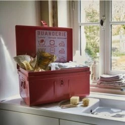 LES TENDANCES Malle De Rangement Métal Rouge Dax L 57 X 31 X P 45 Cm -Petit rangement Soldes Magasin 40641248 4