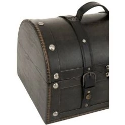 LES TENDANCES Set De 2 Malles Arrondies Bois Massif Noir Jibel -Petit rangement Soldes Magasin 40650079 3