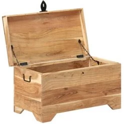 VidaXL Coffre De Rangement Bois D'acacia Solide - Brun -Petit rangement Soldes Magasin 40756157 4