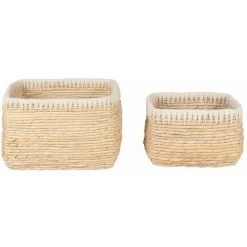 CDA Panier Rectangulaire Tressage Abaca Et Corde Rop (set De 2) - Naturel -Petit rangement Soldes Magasin 41020377 2