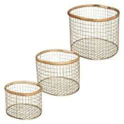 ATMOSPHERA, CRATEUR D'INTRIEUR Lot De 3 Paniers Déco "Wonderly" 29cm Or