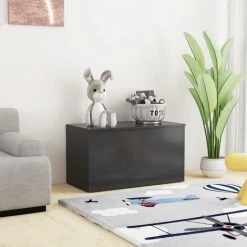 Coffre De Rangement 84x42x46 Cm Bois D'ingénierie Gris VidaXL -Petit rangement Soldes Magasin 41572747 4