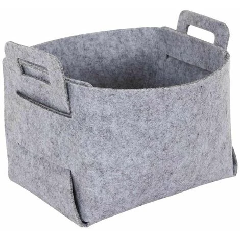 Paris Prix - Panier De Rangement "feutre Pliable" 43cm Gris 4 Paris Prix - Panier De Rangement "feutre Pliable" 43cm Gris – Image 2
