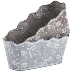 AUBRY GASPARD Corbeille En Métal Patiné Libellules (Lot De 2) Gris - Taupe