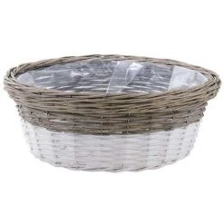 AUBRY GASPARD Corbeille Ronde En Osier Et Bois Teinté Multicolore - Multicolore