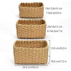 TANABATA Paniers De Rangement Jaune En Papier Bio Écologique Lot De 3 Pour Jouets, Penderie De Bureau, Décor Maison… -Petit rangement Soldes Magasin 42414402 5