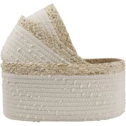 TANABATA Paniers De Rangement En Corde Tissée Ensemble De 3 Paniers Blanc Pour étagères Bacs Décoratifs Organisateurs De Corbeille Pour Jouets Bébé, Cadeau Décoration Chambre
