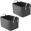TANABATA Panier De Rangement Feutre, 2pcs Corbeilles Table ã Langer Petit Panier Rangement, Pour étagères Et Bureau Ou Maquillage, Gris Foncé (31cm X 21,5cm X 19cm) -Petit rangement Soldes Magasin 42414900 1