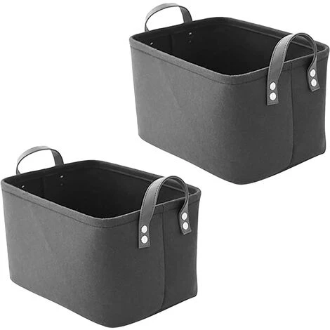 TANABATA Panier De Rangement Feutre, 2pcs Corbeilles Table ã Langer Petit Panier Rangement, Pour étagères Et Bureau Ou Maquillage, Gris Foncé (31cm X 21,5cm X 19cm) 3 TANABATA Panier De Rangement Feutre, 2pcs Corbeilles Table ã Langer Petit Panier Rangement, Pour étagères Et Bureau Ou Maquillage, Gris Foncé (31cm X 21,5cm X 19cm)
