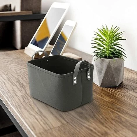 TANABATA Panier De Rangement Feutre, 2pcs Corbeilles Table ã Langer Petit Panier Rangement, Pour étagères Et Bureau Ou Maquillage, Gris Foncé (31cm X 21,5cm X 19cm) 5 TANABATA Panier De Rangement Feutre, 2pcs Corbeilles Table ã Langer Petit Panier Rangement, Pour étagères Et Bureau Ou Maquillage, Gris Foncé (31cm X 21,5cm X 19cm) – Image 3