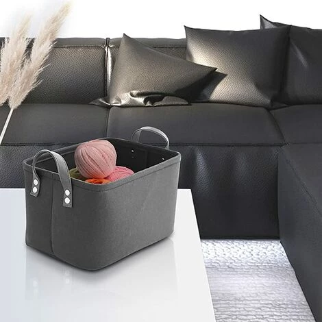 TANABATA Panier De Rangement Feutre, 2pcs Corbeilles Table ã Langer Petit Panier Rangement, Pour étagères Et Bureau Ou Maquillage, Gris Foncé (31cm X 21,5cm X 19cm) 6 TANABATA Panier De Rangement Feutre, 2pcs Corbeilles Table ã Langer Petit Panier Rangement, Pour étagères Et Bureau Ou Maquillage, Gris Foncé (31cm X 21,5cm X 19cm) – Image 4