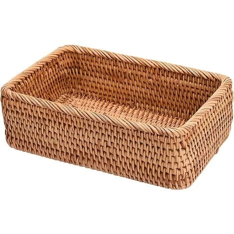 TANABATA Panier Rectangulaire Fait à La Main En Rotin Tressé - Plateau à Fruits Et à Pain - Boîte De Rangement Portable Et Simple Pour Pique-nique - Articles De Cuisine Et Décoration 3 TANABATA Panier Rectangulaire Fait à La Main En Rotin Tressé - Plateau à Fruits Et à Pain - Boîte De Rangement Portable Et Simple Pour Pique-nique - Articles De Cuisine Et Décoration