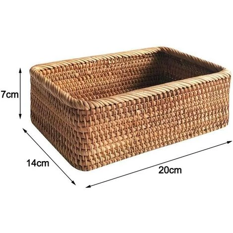 TANABATA Panier Rectangulaire Fait à La Main En Rotin Tressé - Plateau à Fruits Et à Pain - Boîte De Rangement Portable Et Simple Pour Pique-nique - Articles De Cuisine Et Décoration 4 TANABATA Panier Rectangulaire Fait à La Main En Rotin Tressé - Plateau à Fruits Et à Pain - Boîte De Rangement Portable Et Simple Pour Pique-nique - Articles De Cuisine Et Décoration – Image 2