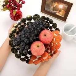 AIDUCHO Corbeille à Fruits Panier à Fruits En Métal Décoration Pour Table Rangement Pour Pain, Friandises,fruits (rond,doré) -Petit rangement Soldes Magasin 42473526 2