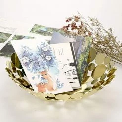 AIDUCHO Corbeille à Fruits Panier à Fruits En Métal Décoration Pour Table Rangement Pour Pain, Friandises,fruits (rond,doré) -Petit rangement Soldes Magasin 42473526 4