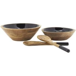 AUBRY GASPARD Corbeille En Manguier Et Résine Diamètre 30 Cm Noir - Noir -Petit rangement Soldes Magasin 42493864 3