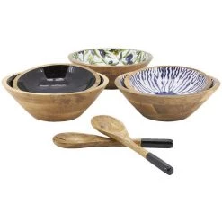 AUBRY GASPARD Corbeille En Manguier Et Résine Diamètre 30 Cm Noir - Noir -Petit rangement Soldes Magasin 42493864 4