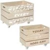 Atmosphera - Set De 2 Coffres à Jouets Cagettes Sur Roulettes En Bois Blanc - Blanc