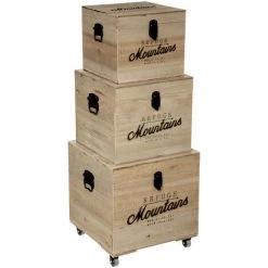 Malle Carré Bois Wild X 3 - Atmosphera - Bois