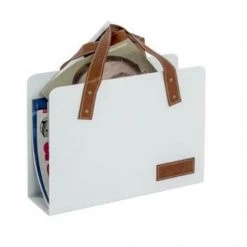 Porte-revues Coloris Blanc-marron En Métal - L 35 X P 10 X H 30 Cm -PEGANE-