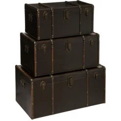 Lot De 3 Malles British Flower - Atmosphera - Noir -Petit rangement Soldes Magasin 42861999 2