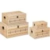 Lot De 4 Malles En Bois Sculpté Haci - Atmosphera - Beige 1 Lot De 4 Malles En Bois Sculpté Haci - Atmosphera - Beige -Petit rangement Soldes Magasin 42862002 1