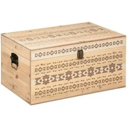 Lot De 4 Malles En Bois Sculpté Haci - Atmosphera - Beige -Petit rangement Soldes Magasin 42862002 3